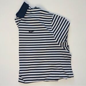 Nike Men's Navy and White Striped Polo Shirt